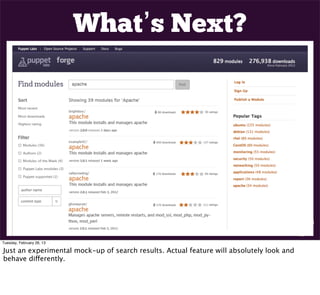 What’s Next?




Tuesday, February 26, 13

Just an experimental mock-up of search results. Actual feature will absolutely look and
behave differently.
 