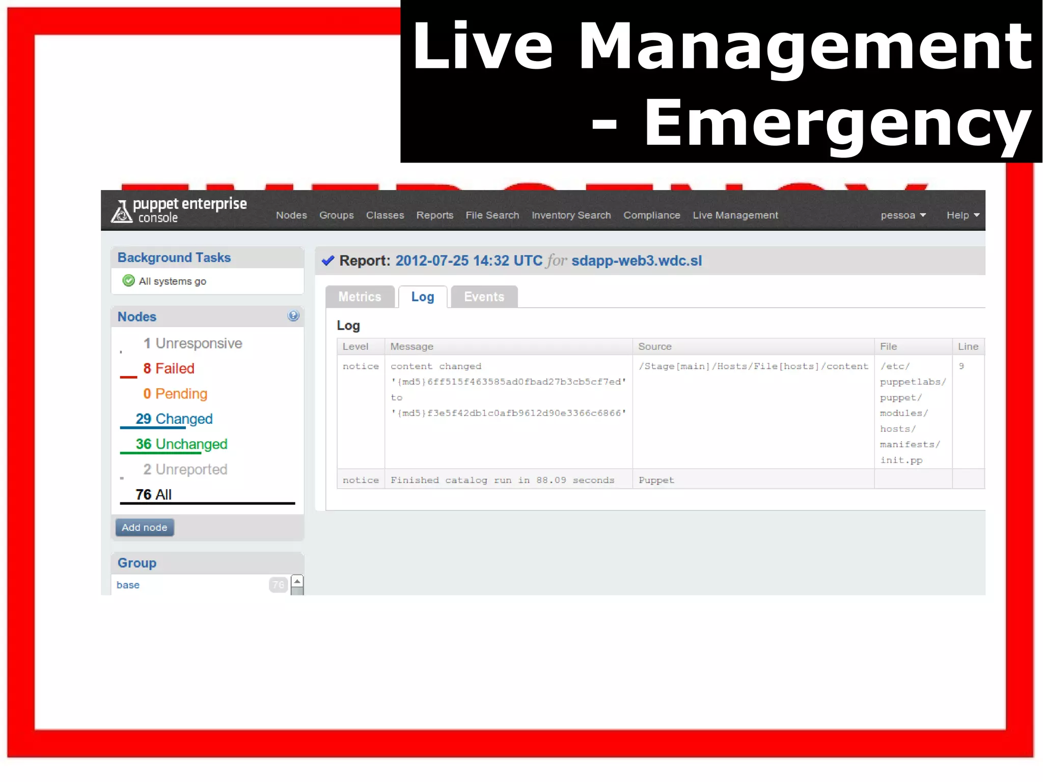 Live Management
     - Emergency
 