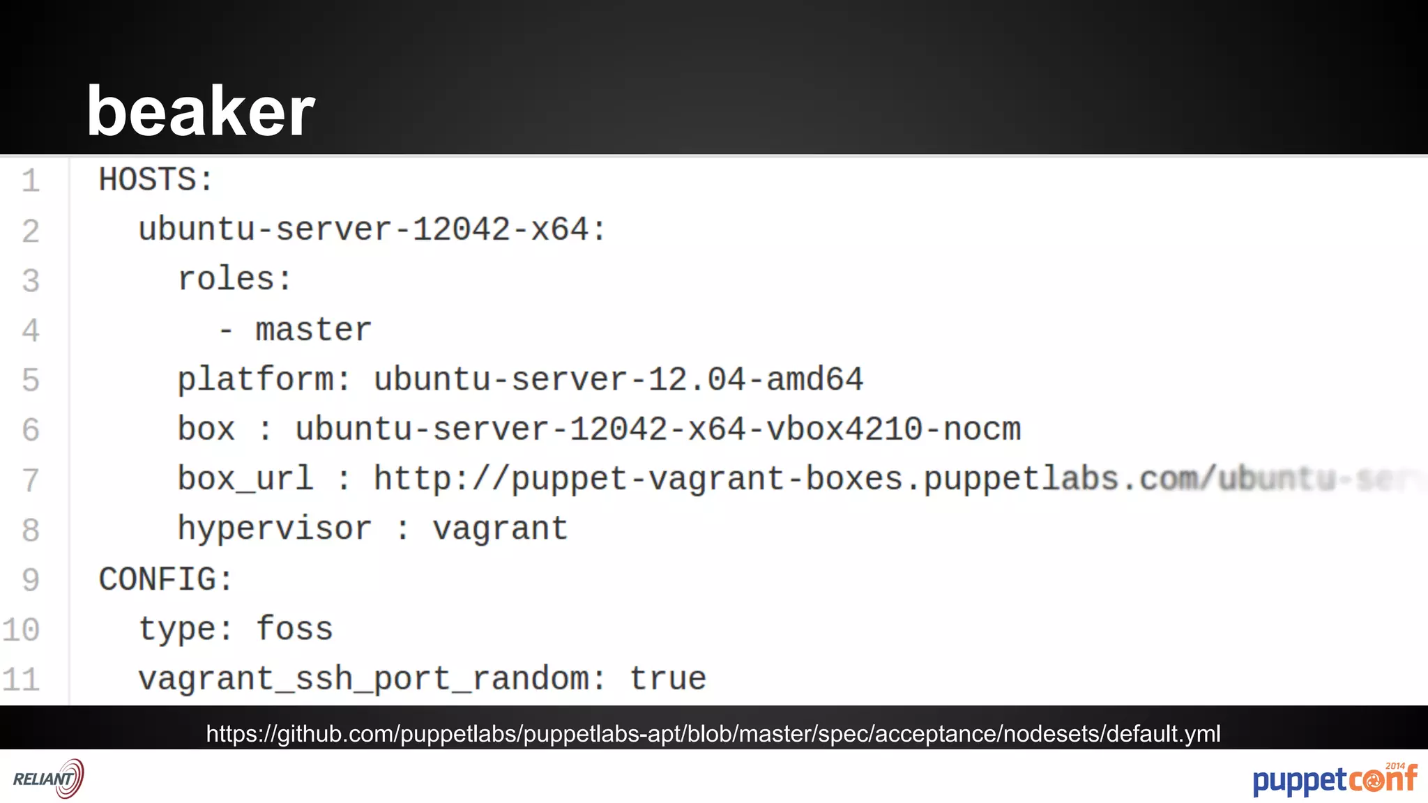 beaker 
https://github.com/puppetlabs/puppetlabs-apt/blob/master/spec/acceptance/nodesets/default.yml 
 