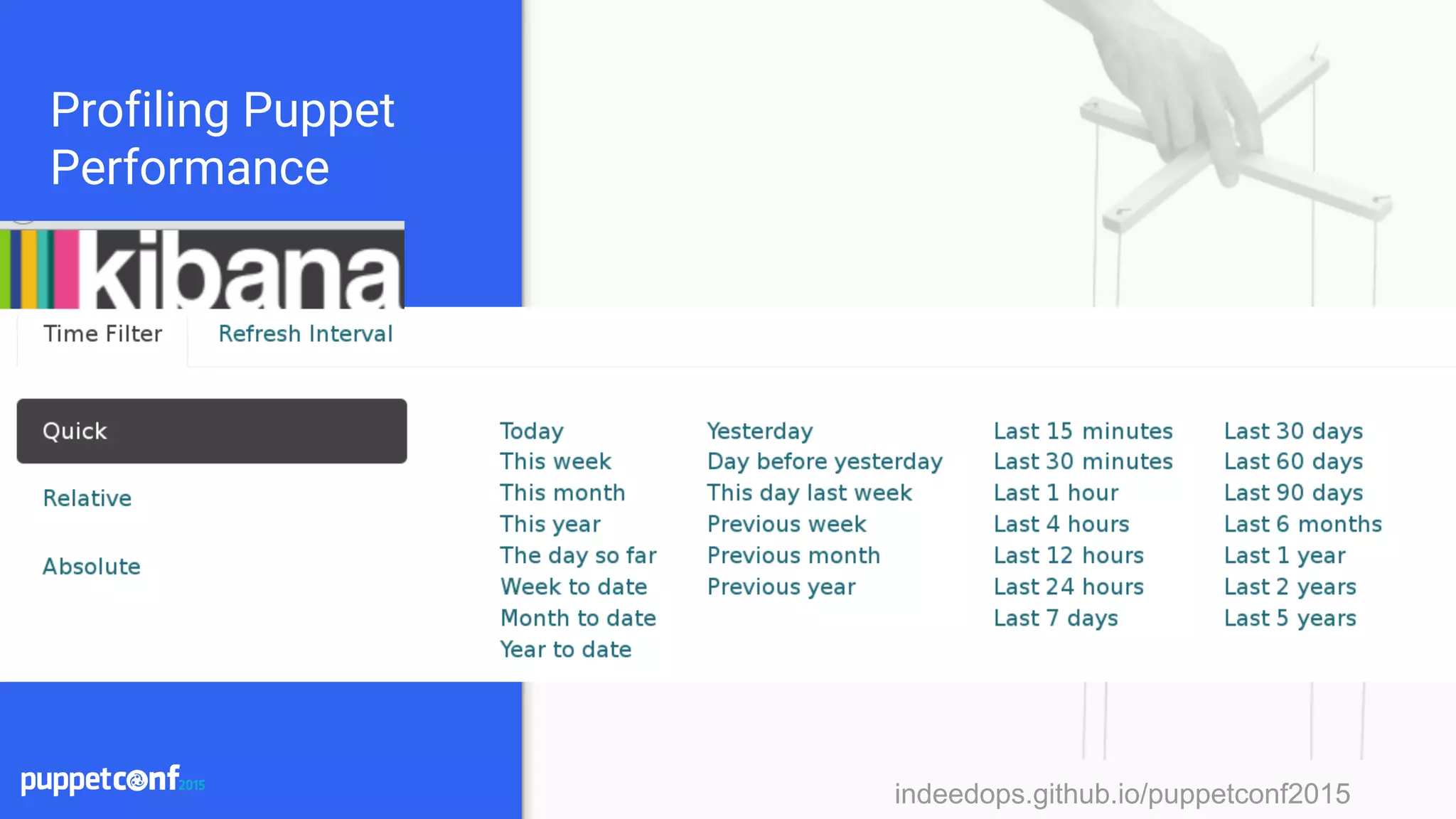 indeedops.github.io/puppetconf2015indeedops.github.io/puppetconf2015
Profiling Puppet
Performance
 