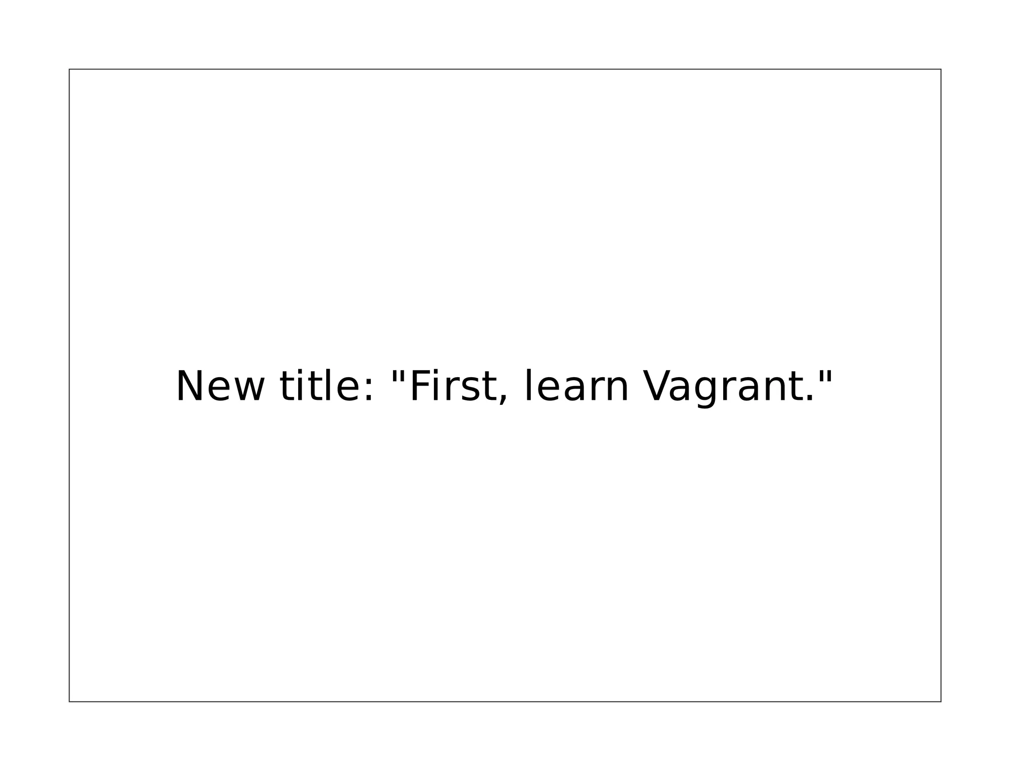New title: "First, learn Vagrant."

 