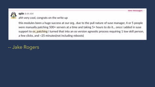 Puppetizing the pain out of patching os patching, Tony Green, Puppet | PPT