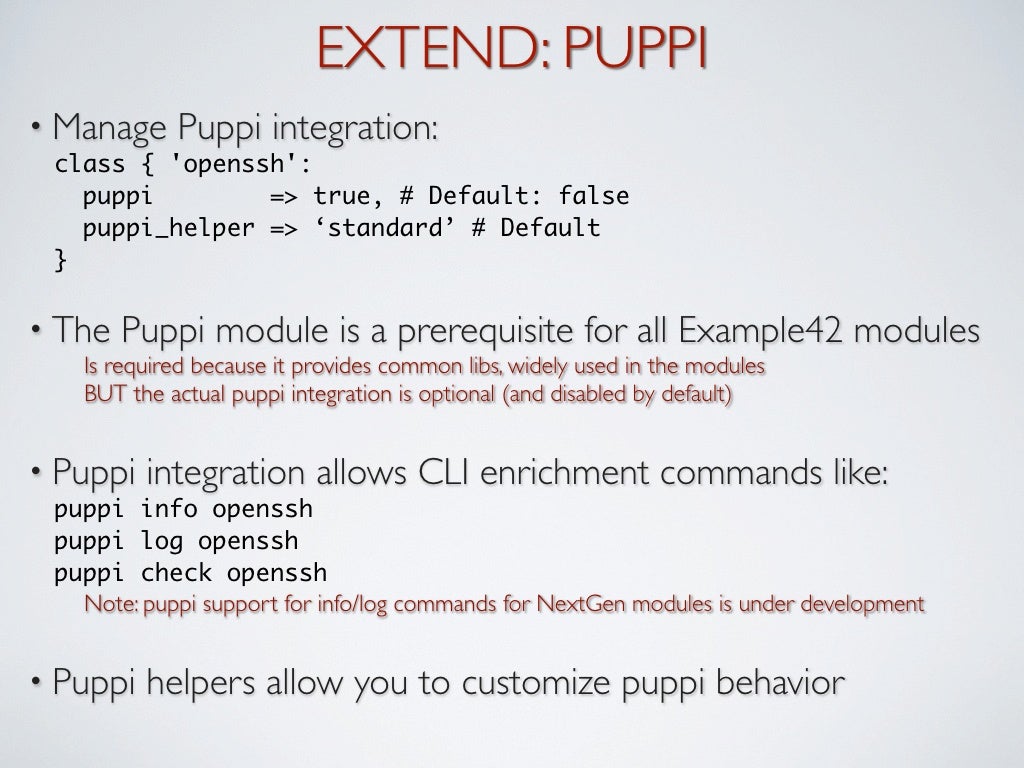 Puppet modules An Holistic Approach