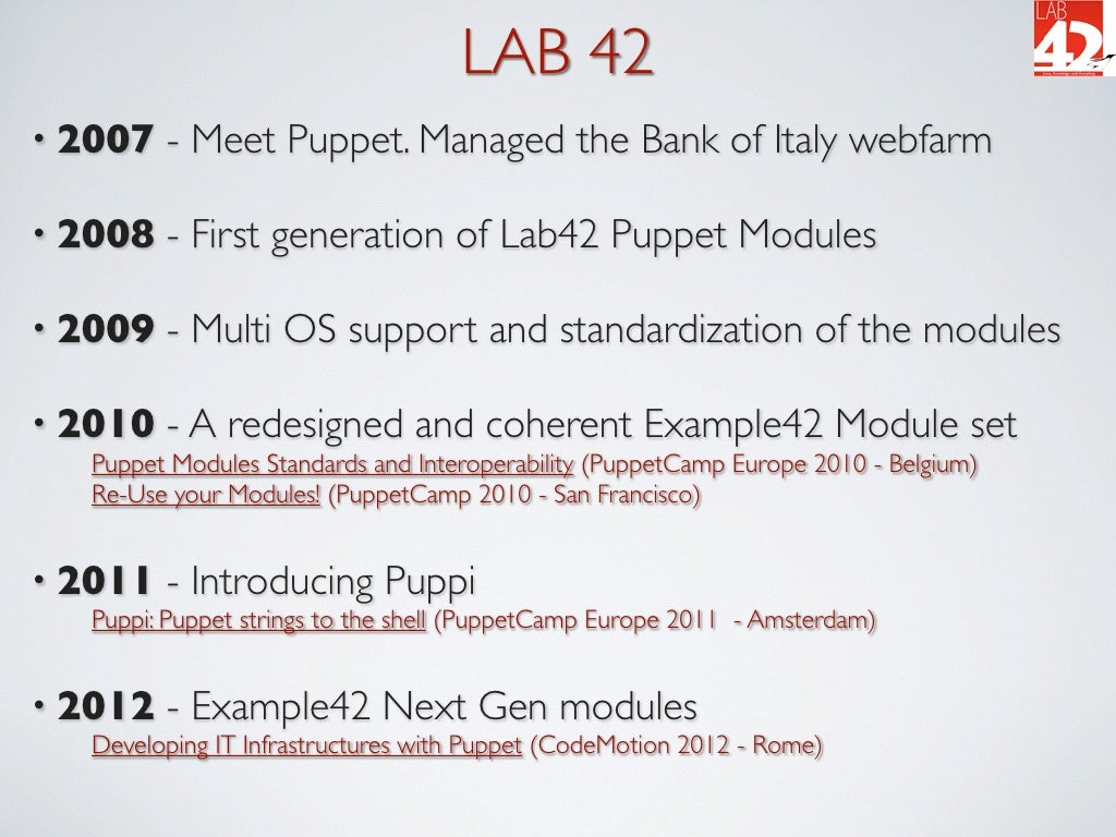 Puppet modules An Holistic Approach