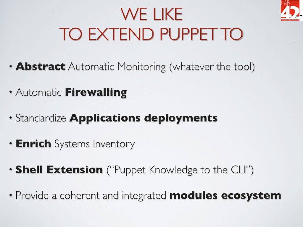 Puppet modules An Holistic Approach