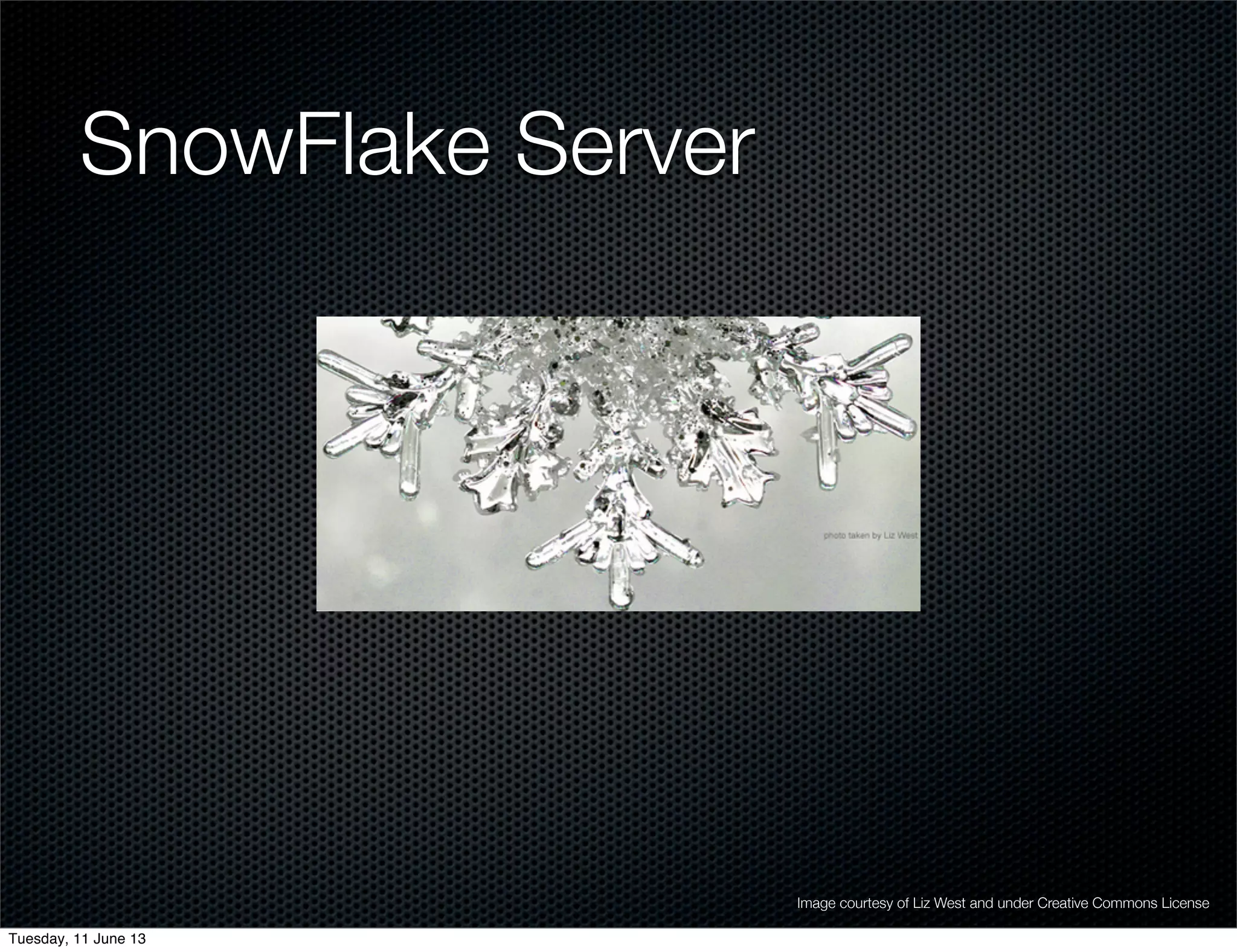 SnowFlake Server
Image courtesy of Liz West and under Creative Commons License
Tuesday, 11 June 13
 