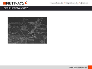 www.netways.de // blog.netways.de // @netways
Make IT do more with less
DER PUPPET-ANSATZ
 