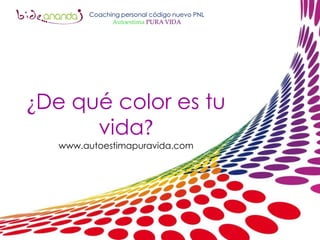 Coaching personal código nuevo PNL Autoestima PURA VIDA ¿De qué color es tu vida? www.autoestimapuravida.com 