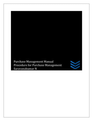 Purchase Management Manual
Procedure for Purchase Management
Saravanakumar N
 