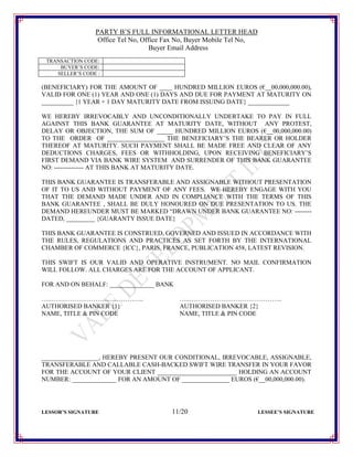 Hsbc Contract Note Purchase BG SBLC HSBC London Contract (40+2) | PDF