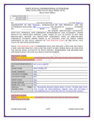 Hsbc Contract Note Purchase BG SBLC HSBC London Contract (40+2) | PDF