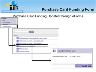 eLogistics for the Department of State
                                         Purchase Card Funding Form
                    Purchase Card Funding Updated through eForms
 