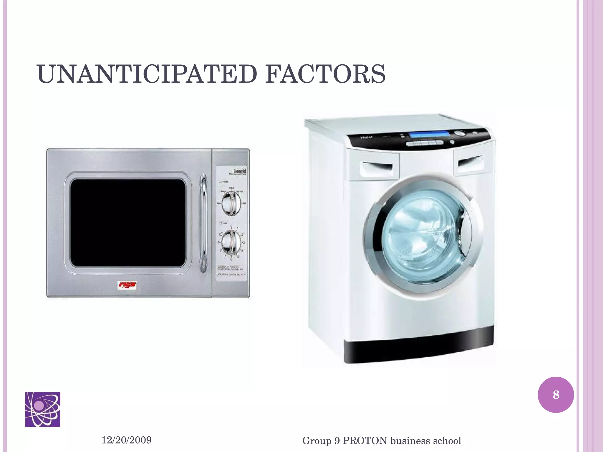 UNANTICIPATED FACTORS 12/20/2009 Group 9 PROTON business school 