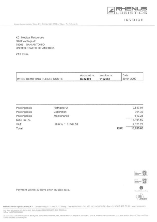 Purchase invoice fridge 6102662