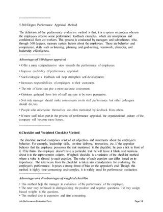 Job Performance Evaluation Form Page 14
-----------------------------
5.360 Degree Performance Appraisal Method
The defini...