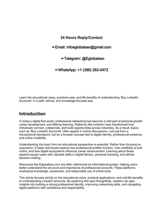 Educational Insights on Building and Leveraging LinkedIn Accounts for ...