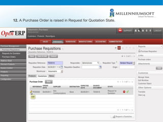 12.  A Purchase Order is raised in Request for Quotation State. 