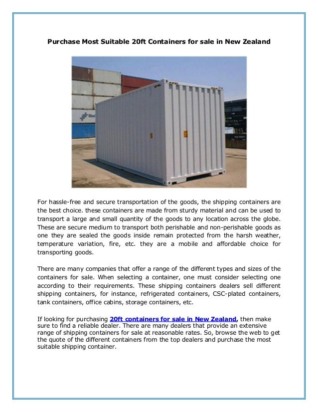 Purchase Most Suitable 20ft Containers For Sale In New Zealand