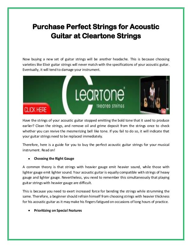 Purchase perfect strings for acoustic guitar at cleartone strings