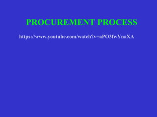 PROCUREMENT PROCESS 
https://www.youtube.com/watch?v=aPO3fwYnaXA 
 