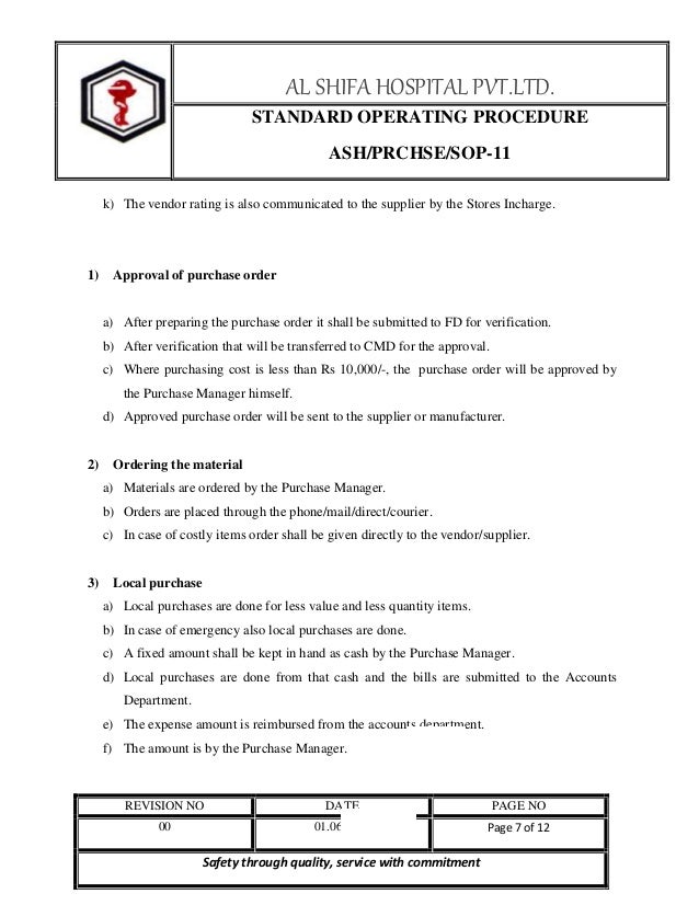 purchase sop local purchase order format for materials