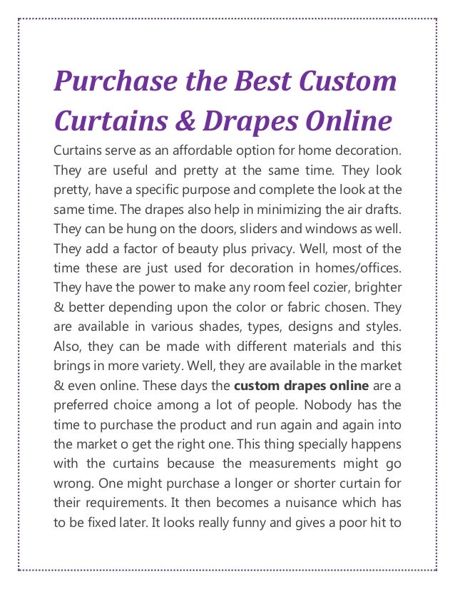 Purchase The Best Custom Curtains Drapes Online