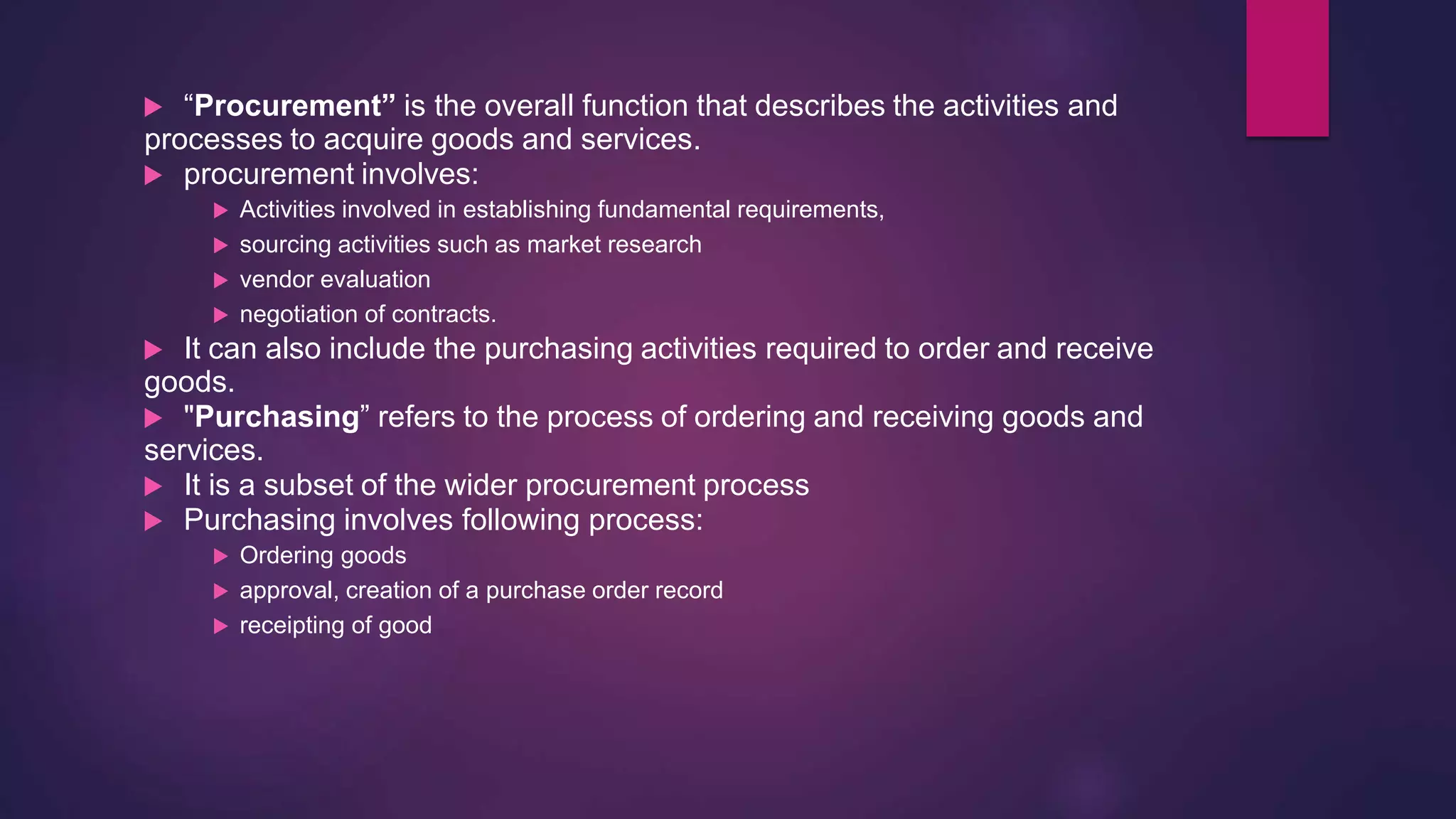 Purchasing and procurement in Material management PPT