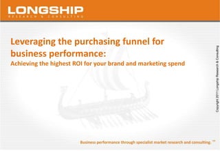 Leveraging the purchasing funnel for business performance: Achieving the highest ROI for your brand and marketing spend Copyright 2011 Longship Research & Consulting 