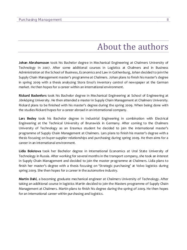 Procurement masters thesis