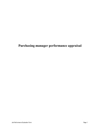 Job Performance Evaluation Form Page 1
Purchasing manager performance appraisal
 