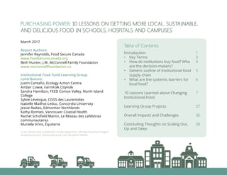 Purchasing Power: 10 Lessons on Getting More Local, Sustainable, and Delicious Food in Schools, Hospitals and Campuses.