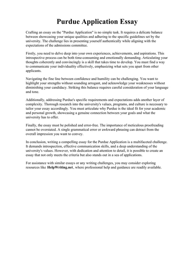 Purdue Application Essay | PDF