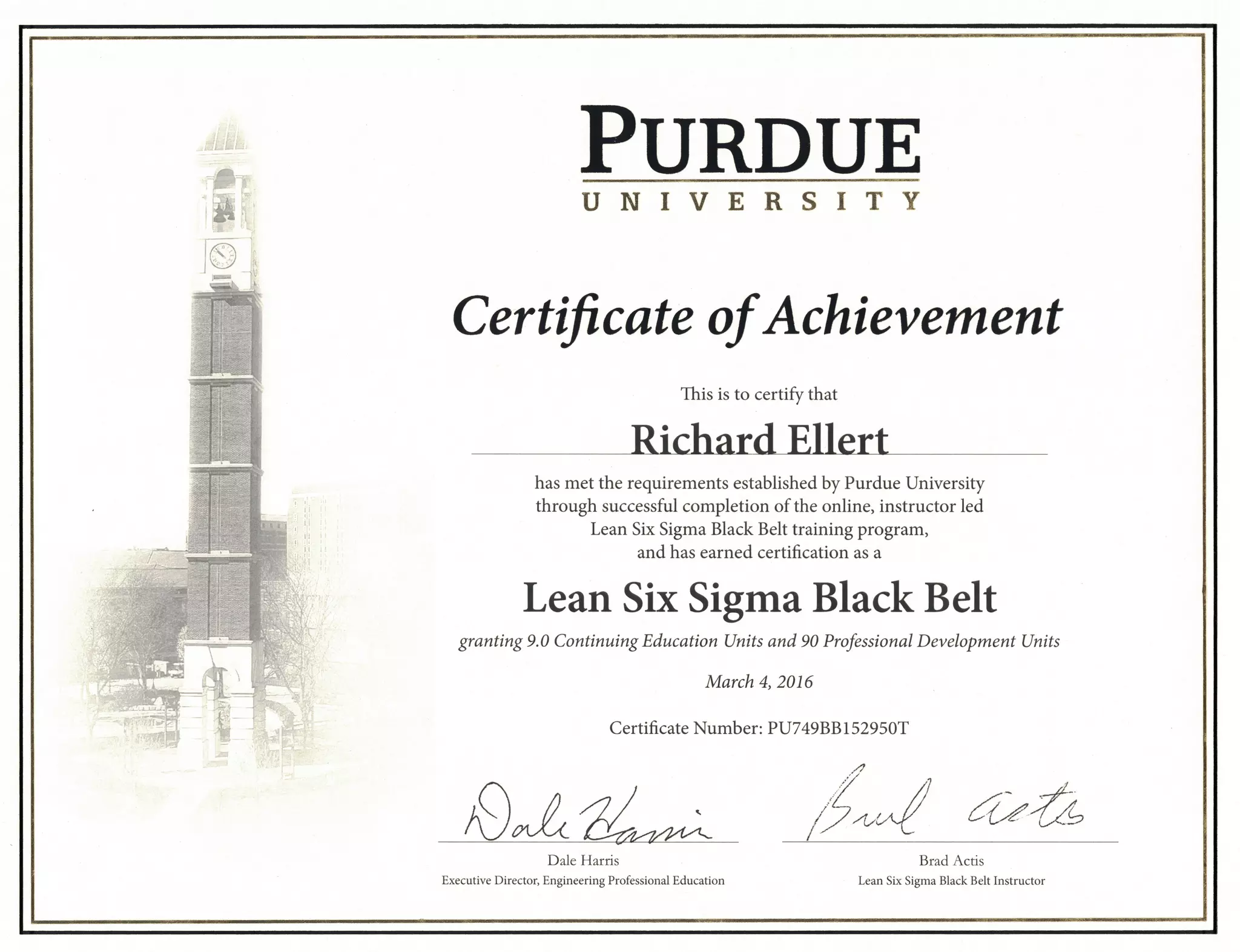 Purdue Lean Six Sigma Black Belt Certificate | PDF