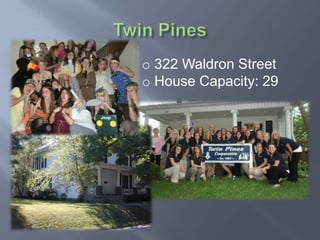 o 322 Waldron Street
o House Capacity: 29
 