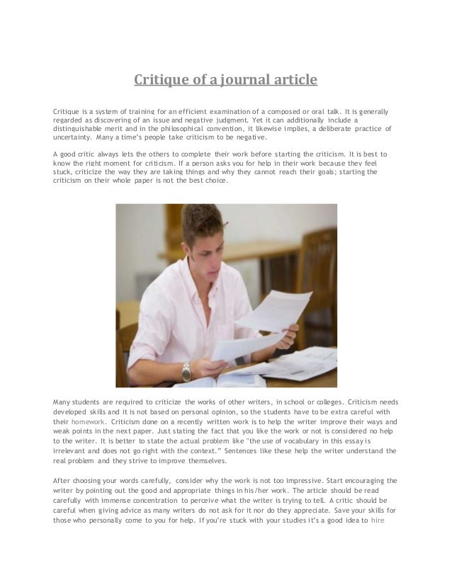 Critique of a journal article