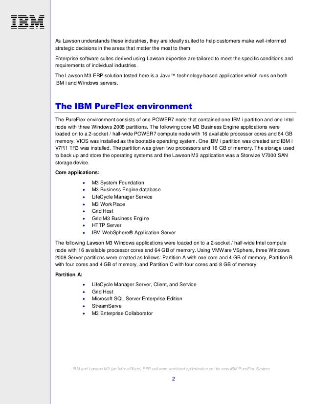 IBM and Lawson M3 (an Infor affiliate) ERP software workload optimiza…
