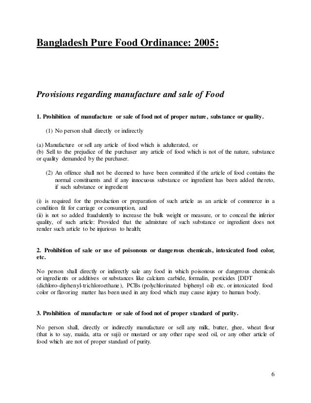 bangladesh pure food ordinance 2005 Food safety act, 2013 country/territory pure food ordinance 1959 (ep ordinance no lxviii of 1959) legislation | bangladesh | 1959 (2005) | repealed. bangladesh pure food ordinance 2005 Food safety act, 2013 country/territory pure food ordinance 1959 (ep ordinance no lxviii of 1959) legislation | bangladesh | 1959 (2005) | repealed.