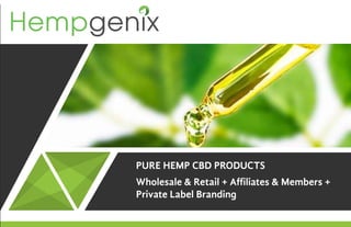 PURE HEMP CBD PRODUCTS
Wholesale & Retail + Affiliates & Members +
Private Label Branding
 