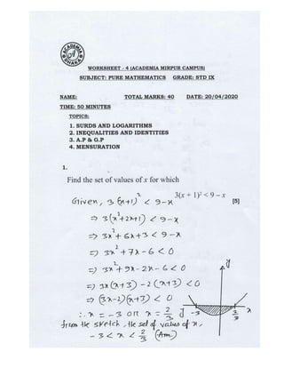 Pure Math Worksheet_4_solved_std_IX_Mamun_Sir