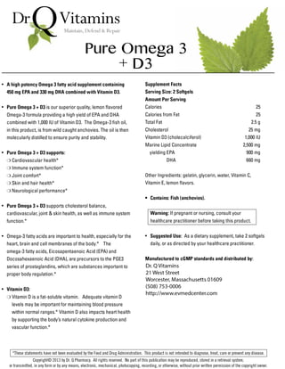 Dr Q's Pure omega 3 + D3