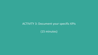 ACTIVITY 3: Document your specific KPIs
(15 minutes)
 