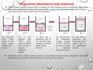 4
PHASE-CHANGE PROCESSES OF PURE SUBSTANCES
 There are many practical situations where two phases of a pure substance coe...