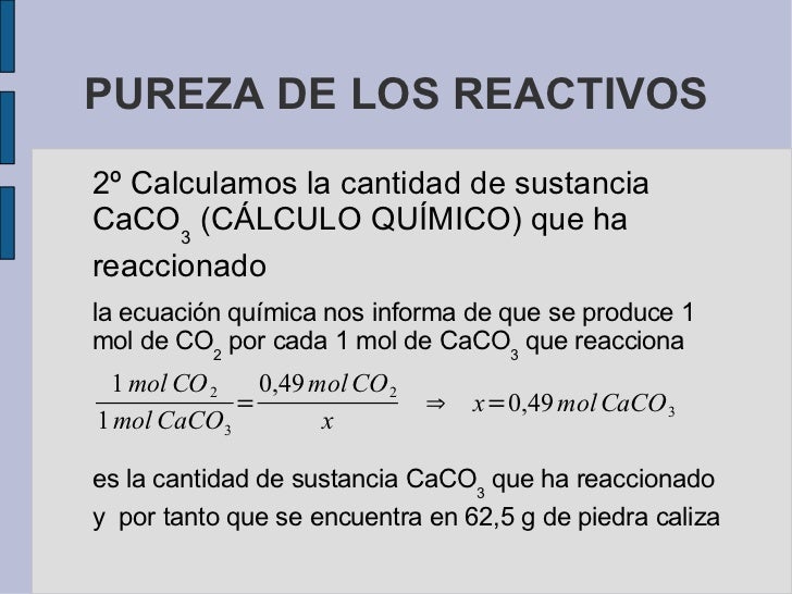 Pureza de los reactivos