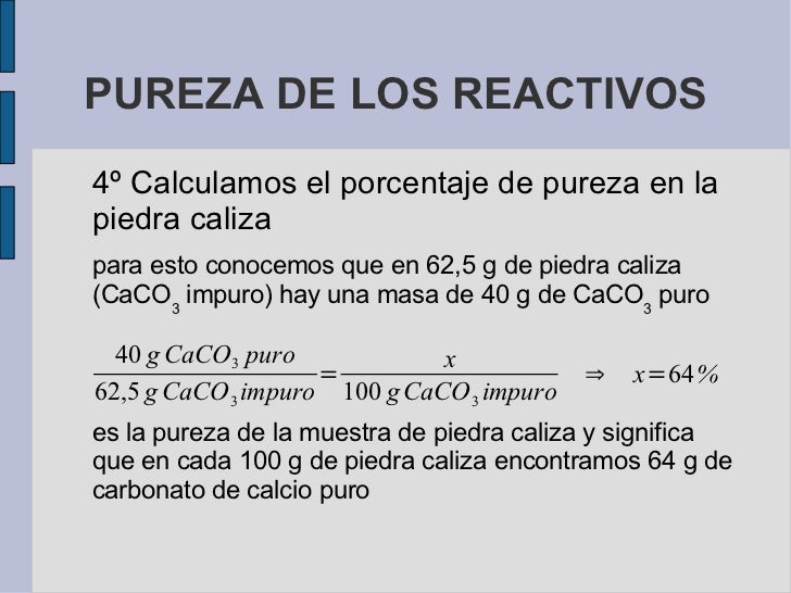 Pureza de los reactivos