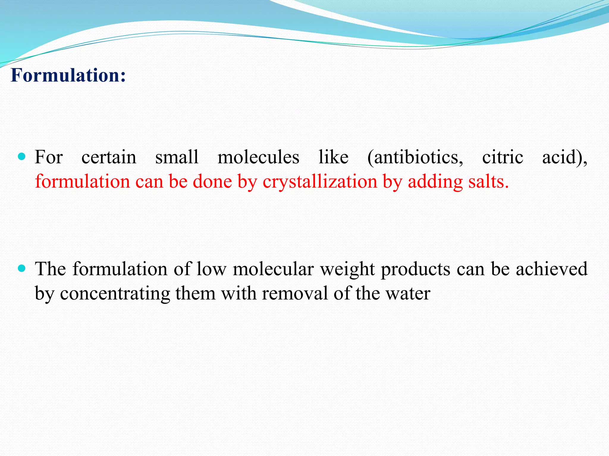 Purification by chromatography and formulation