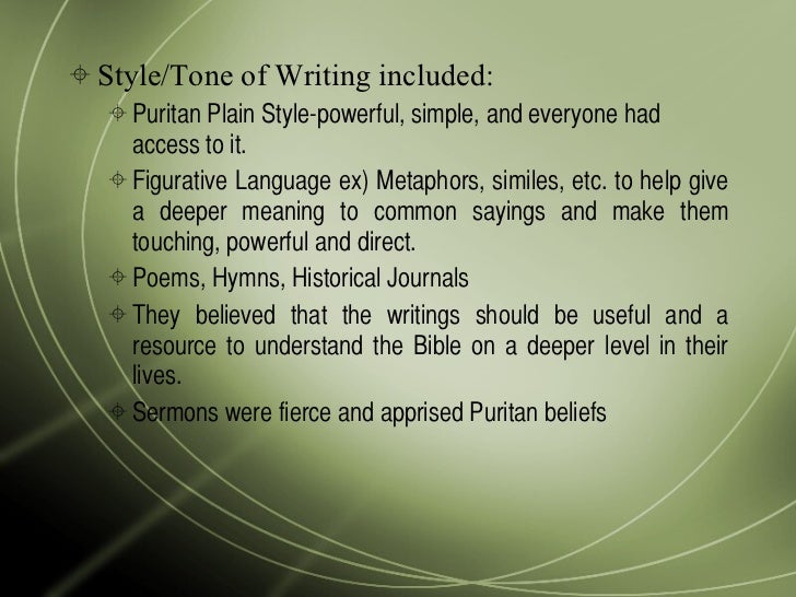 examples of puritan plain style in of plymouth plantation