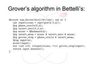 Grover’s algorithm in Bettelli’s:
 