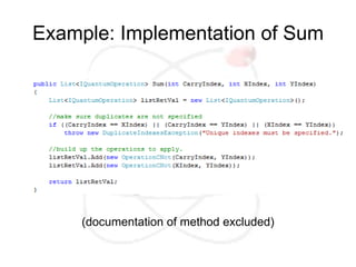 Example: Implementation of Sum




     (documentation of method excluded)
 