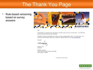 Rule-based versioning based on survey answers The Thank You Page 